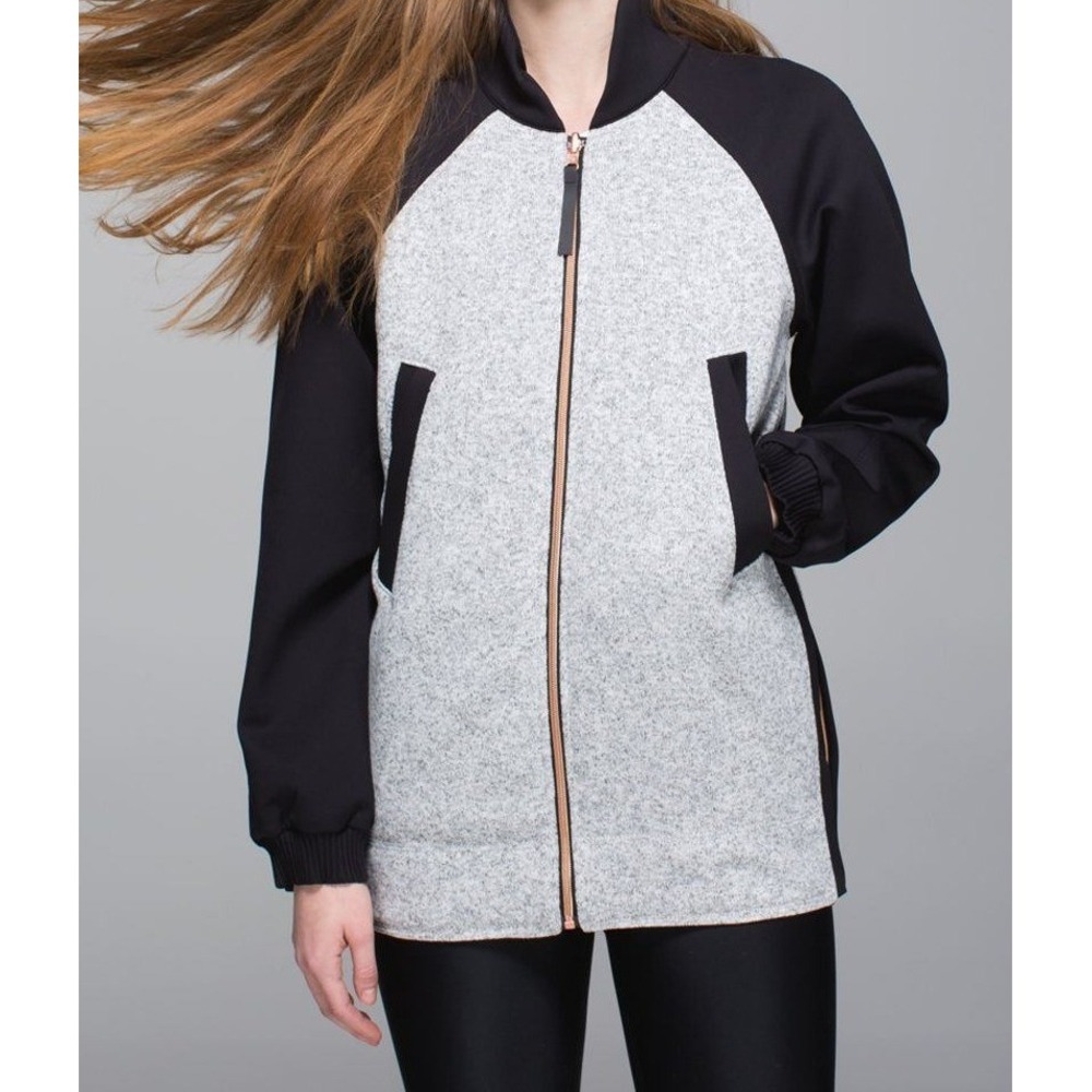Lululemon Both Ways Bomber Reversible Jacket Atomic Flower Heathered Black 12